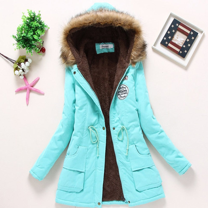 new winter women jacket medium-long thicken plus size 4XL outwear hooded wadded coat slim parka cotton-padded jacket overcoat - dianjiang-