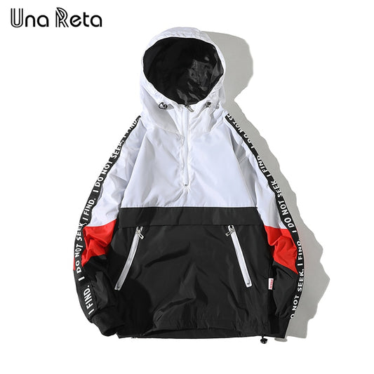 Una Reta Hooded Jackets Men New Patchwork Color Block Pullover Jacket Fashion Tracksuit Coat Men Hip Hop Streetwear Jacket Men - dianjiang-