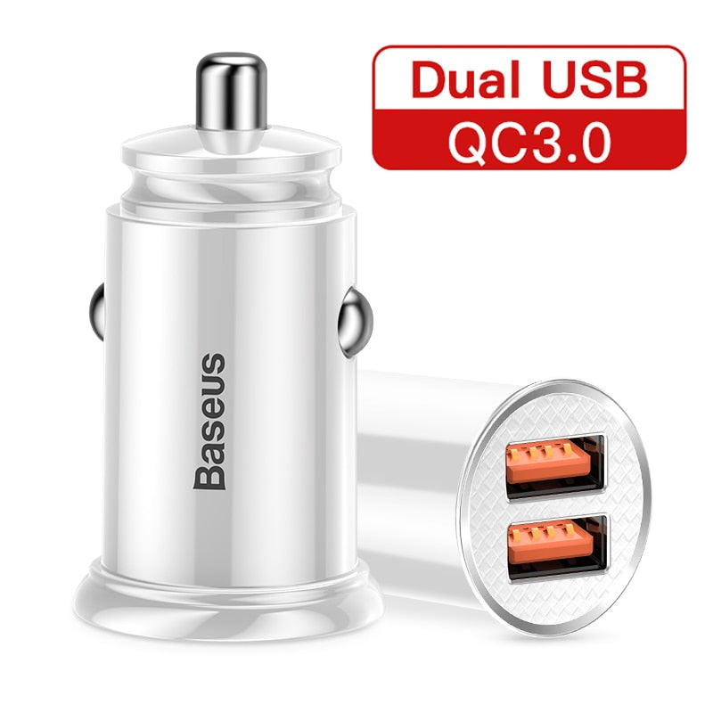 Baseus 30W Quick Charge 4.0 3.0 USB Car Charger For Xiao Mi9 Huawei Supercharge SCP QC4.0 QC3.0 Fast PD USB C Car Phone Charger - dianjiang-