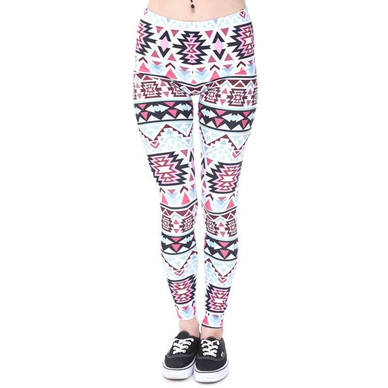 Brands Women Fashion Legging Aztec Round Ombre Printing leggins Slim High Waist  Leggings Woman Pants - dianjiang-