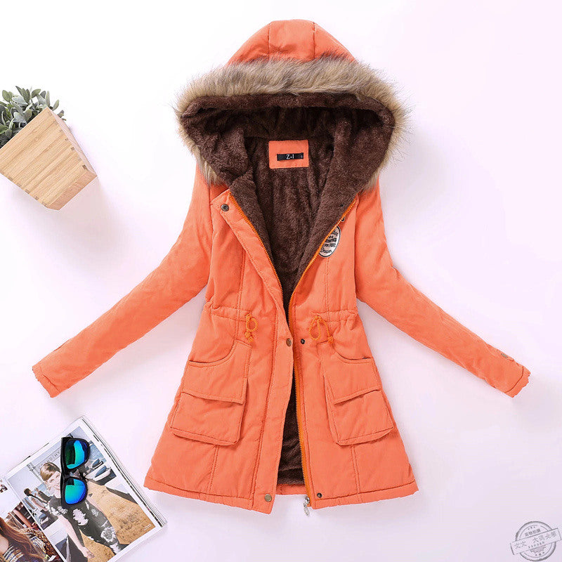 new winter women jacket medium-long thicken plus size 4XL outwear hooded wadded coat slim parka cotton-padded jacket overcoat - dianjiang-