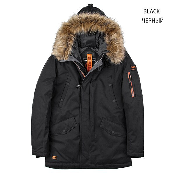 TIGER FORCE Winter Jacket Men Padded Parka Russia Man Winter Coat Artificial Fur Big Pockets Medium-long Thick Parkas Snowjacket - dianjiang-