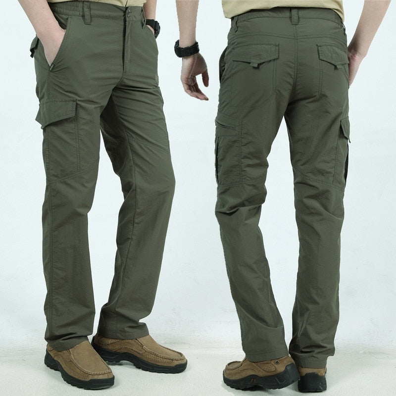 Men's Lightweight Tactical Pants Breathable Summer Casual Army Military Long Trousers Male Waterproof Quick Dry Cargo Pants - dianjiang-