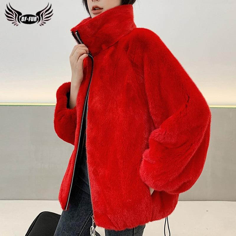 2020 Fashion Winter Genuine Mink Fur Jackets With Big Stand Collar High Quality Real Mink Fur Coats For Women Plus Size Overcoat - dianjiang-