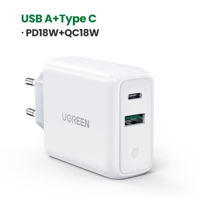 Ugreen 36W Fast USB Charger Quick Charge 4.0 3.0 Type C PD Fast Charging for iPhone 11 USB Charger with QC 4.0 3.0 Phone Charger - dianjiang-