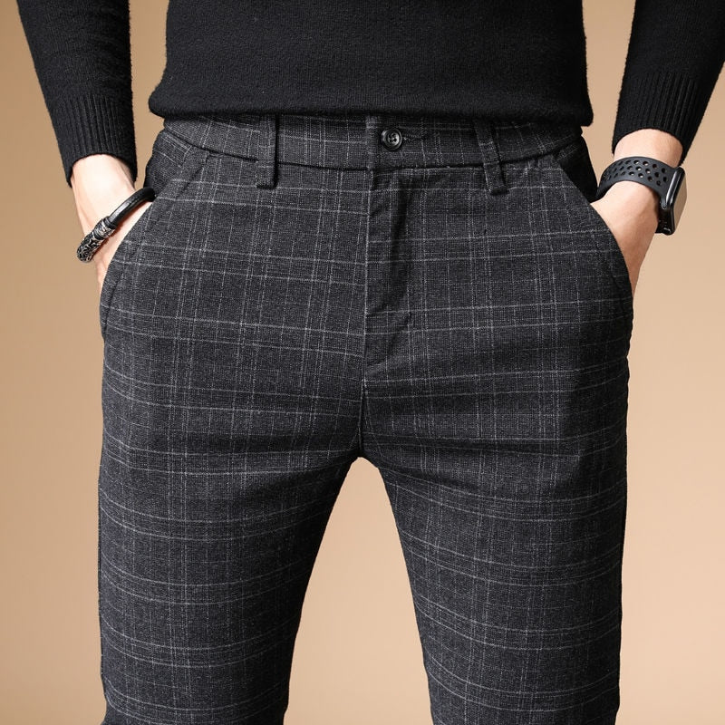 2020 Autumn Upscale Men Casual Pants Thick Cotton and linen Male Pant Straight Trousers Business Pants Men Plus Size 38 - dianjiang-