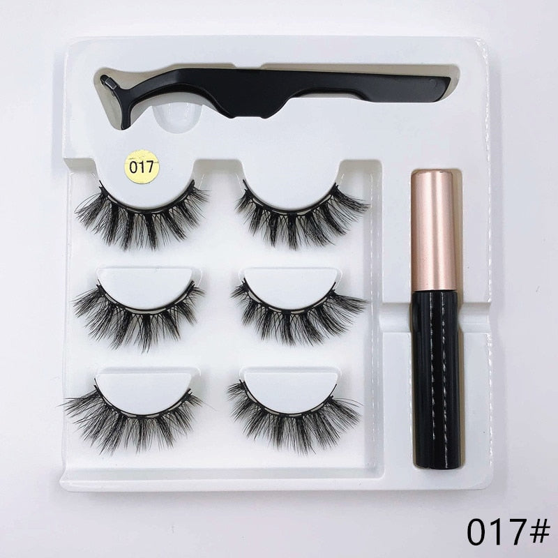 3 pairs magnetic eyelash sets, magnetic eyeliner, magnetic tweezers and false eyelash sets for extending eyelashes wholesale - dianjiang-