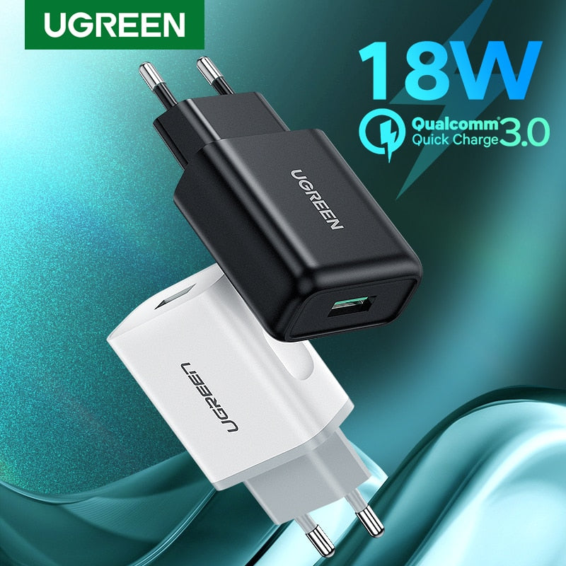 Ugreen USB Quick Charge 3.0 QC 18W USB Charger QC3.0 Fast Wall Charger Mobile Phone Charger for Samsung s10 Huawei Xiaomi iPhone - dianjiang-