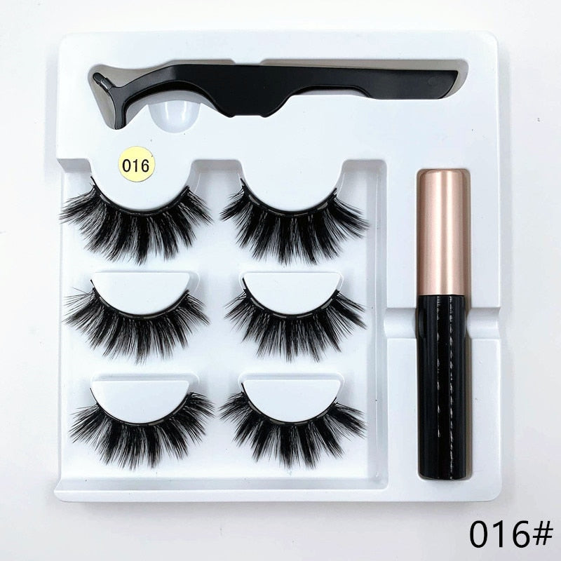 3 pairs magnetic eyelash sets, magnetic eyeliner, magnetic tweezers and false eyelash sets for extending eyelashes wholesale - dianjiang-