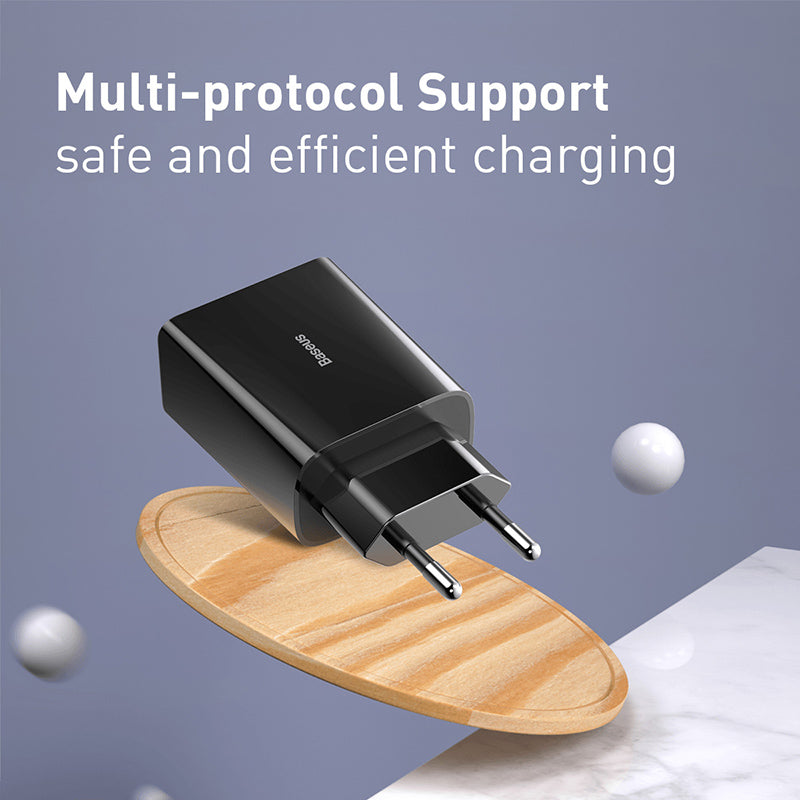 Baseus 18W Dual USB Charger Quick Charge QC PD 3.0 Type C Fast Charging For iPhone Xiaomi QC3.0 USB C Wall Mobile Phone Charger - dianjiang-