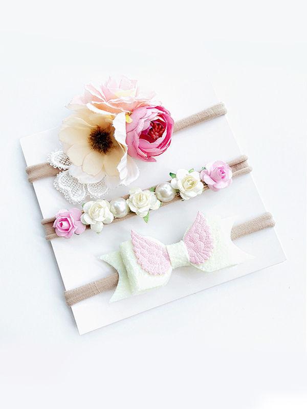 Artificial Flower Hair Accessories Wings Beading Bohemia Style Baby Headband - dianjiang-