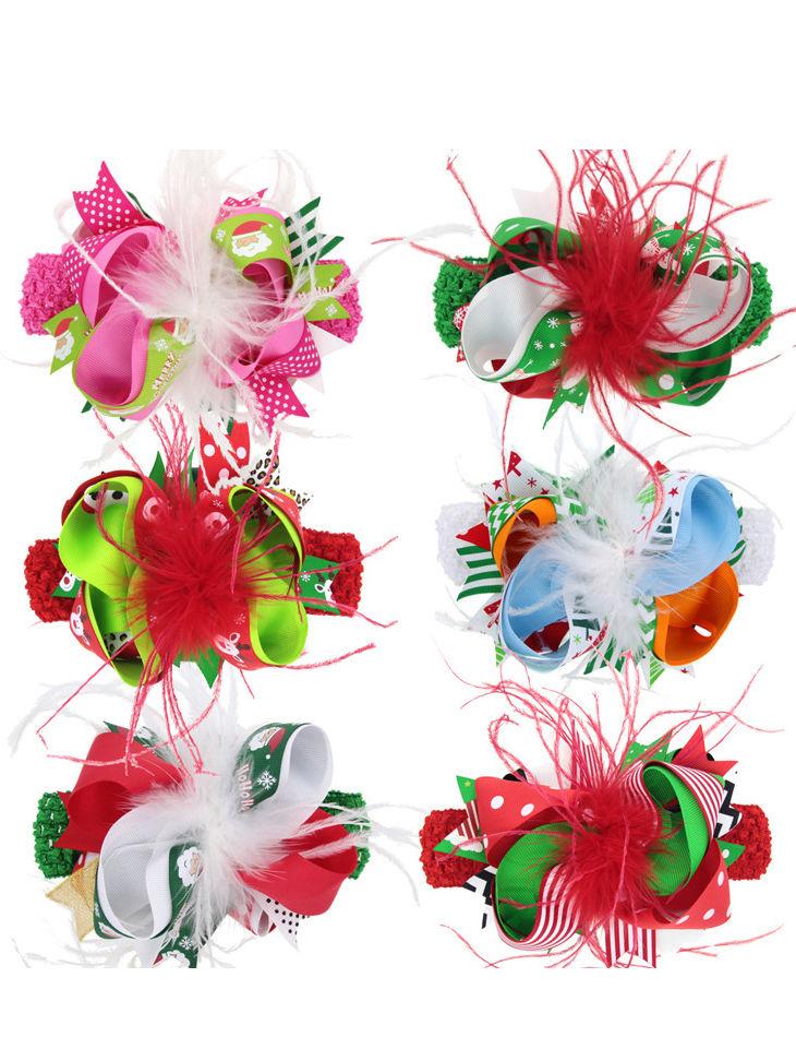 Feather Trimmed Colorful Hair Clip Christmas Party Hair Ornaments - dianjiang-