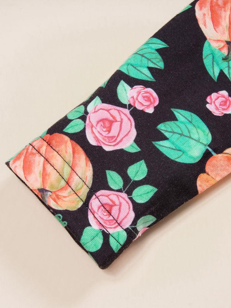 Halloween 2-Piece Pumpkin Allover Print Ruffle Overall+Headband - dianjiang-