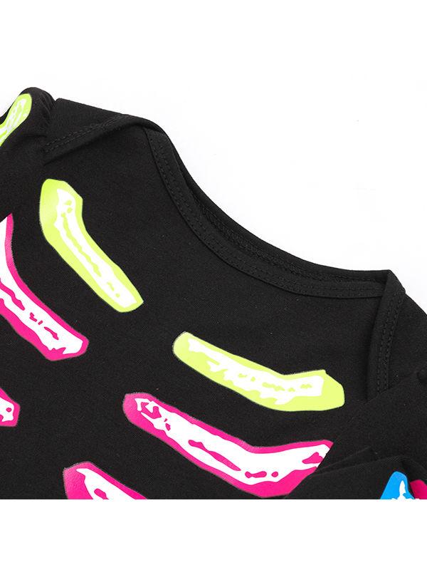 Halloween 2-piece Skeleton Romper Dress+ Headband Set - dianjiang-