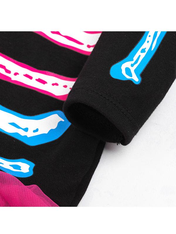 Halloween 2-piece Skeleton Romper Dress+ Headband Set - dianjiang-