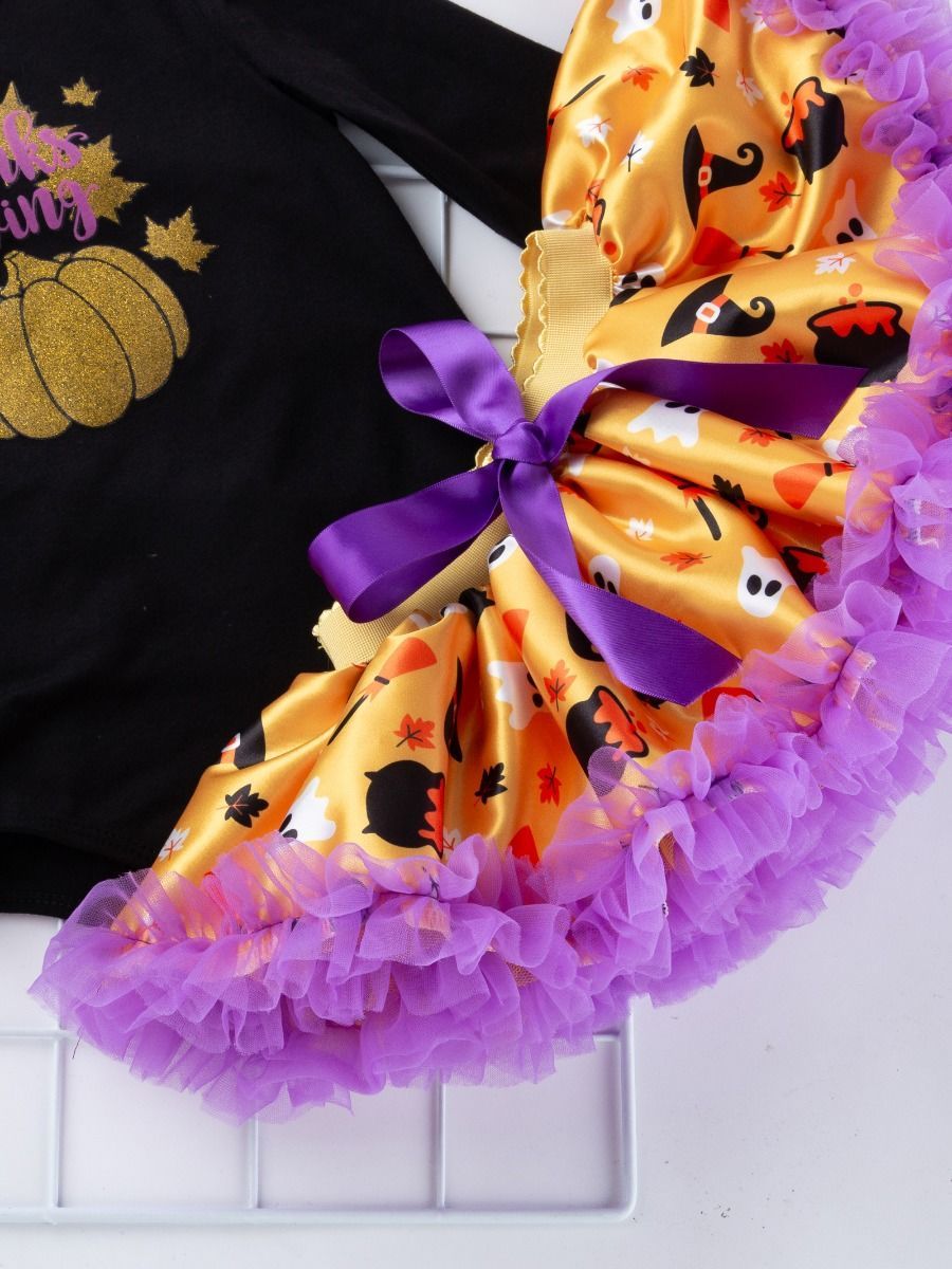 Halloween 3-Pieces Baby Girl Thanksgiving Romper+Tutu Dress+Headband - dianjiang-