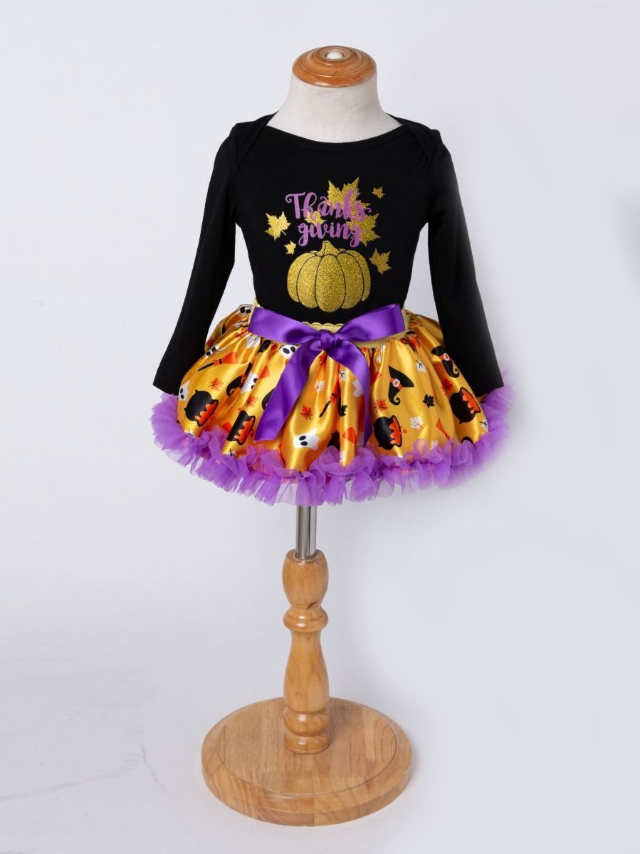 Halloween 3-Pieces Baby Girl Thanksgiving Romper+Tutu Dress+Headband - dianjiang-