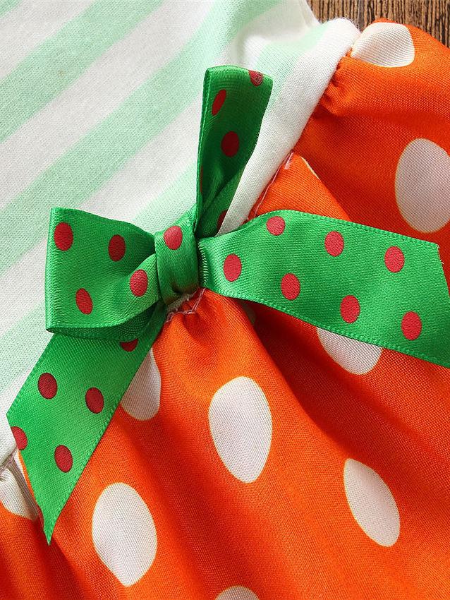 Halloween Baby Girl Jumpsuit Bow Pumpkin Striped - dianjiang-