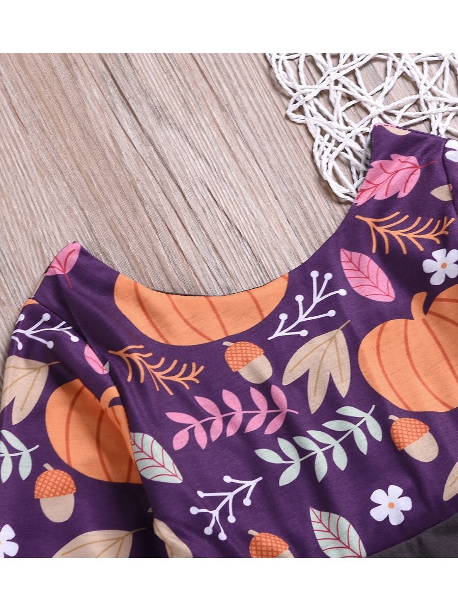 Halloween Baby Toddler Girls Pumpkin Long Sleeves Dress - dianjiang-