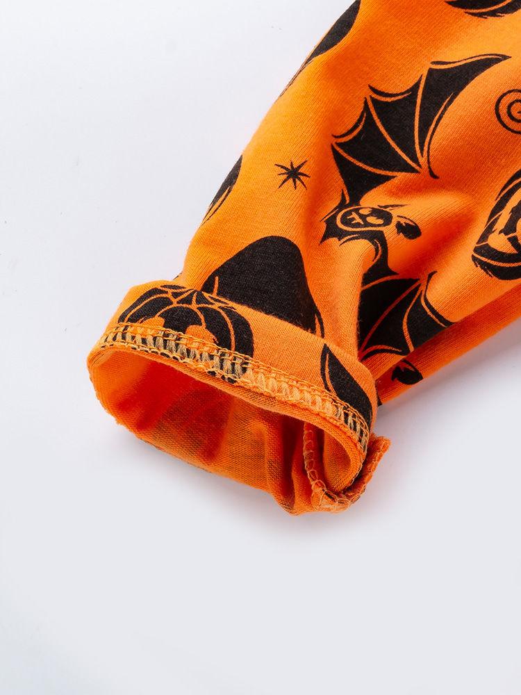 Halloween Pumpkin Bat Skull Printed Baby Bodysuit - dianjiang-