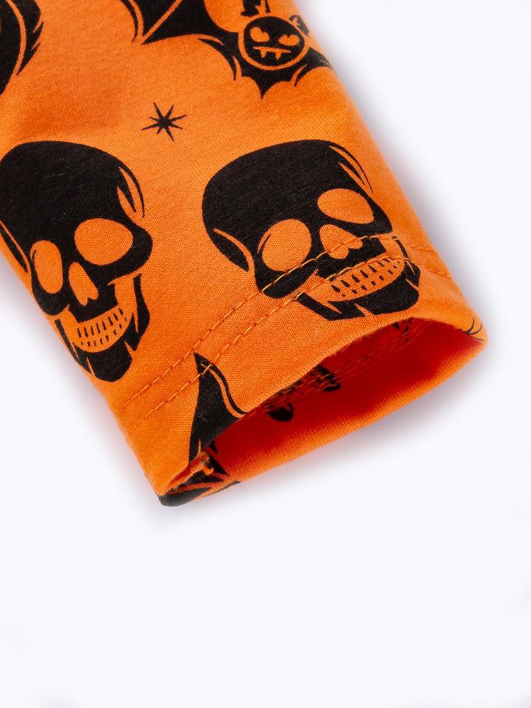 Halloween Pumpkin Bat Skull Printed Baby Bodysuit - dianjiang-