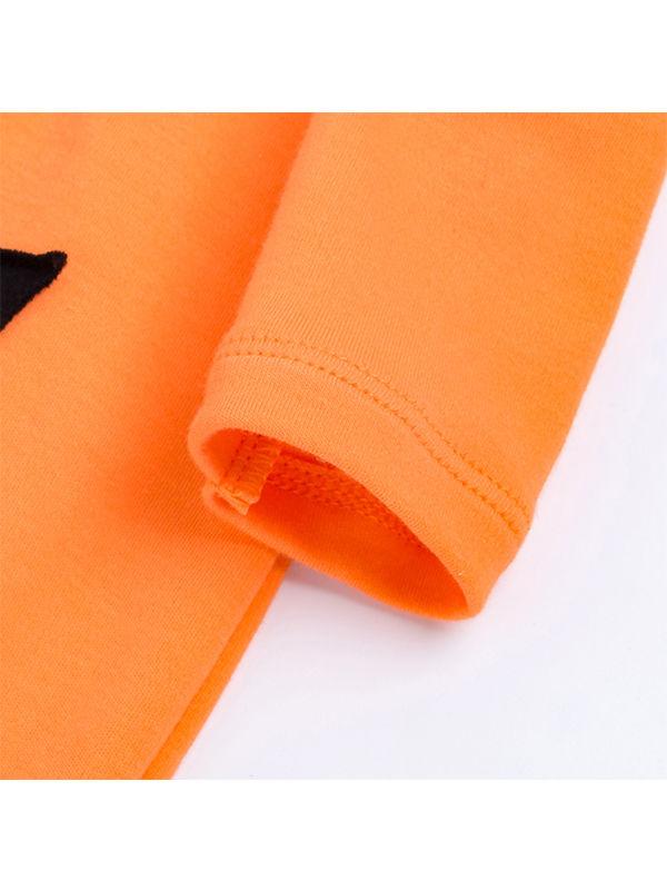 Halloween Pumpkin Color Blocking Long-sleeve Jumpsuit - dianjiang-