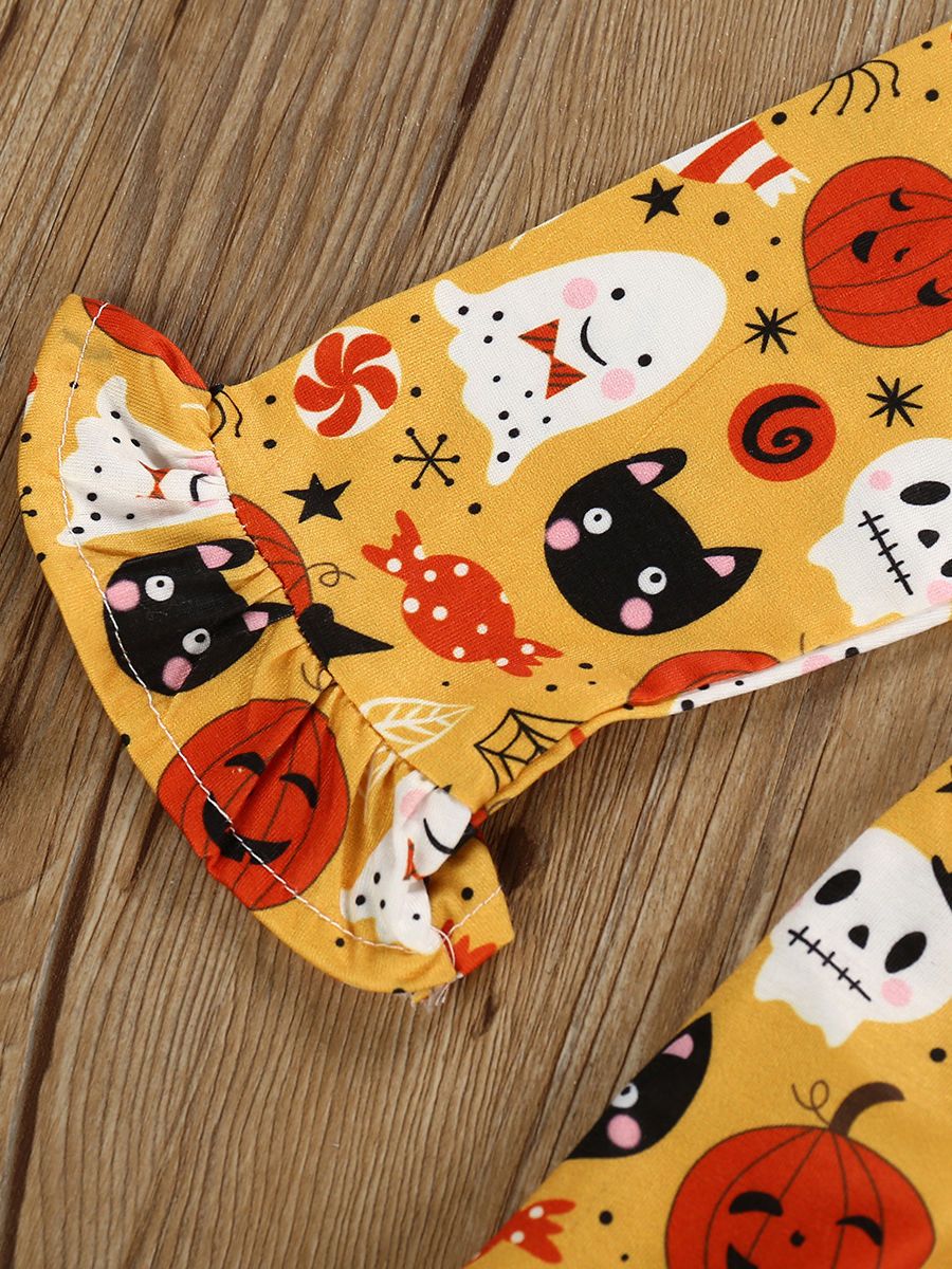 Halloween Theme Baby Toddler Girl Flared Sleeve Dress - dianjiang-