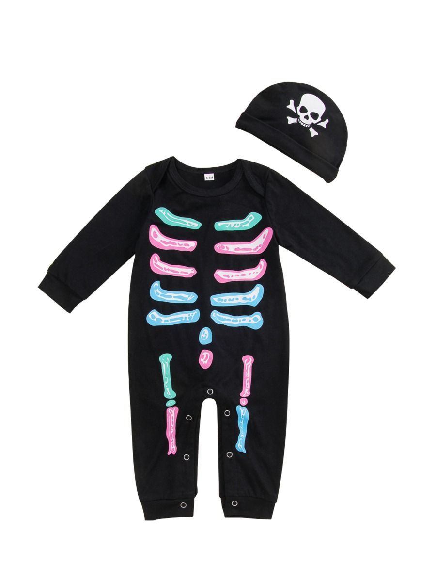 Halloween Theme Jumpsuit Matching Hat 2-Piece Outfit - dianjiang-