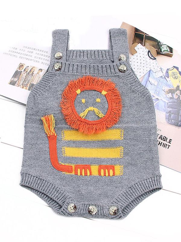 Handcrafted Lion Knitted Onesies Baby Suspender Romper - dianjiang-