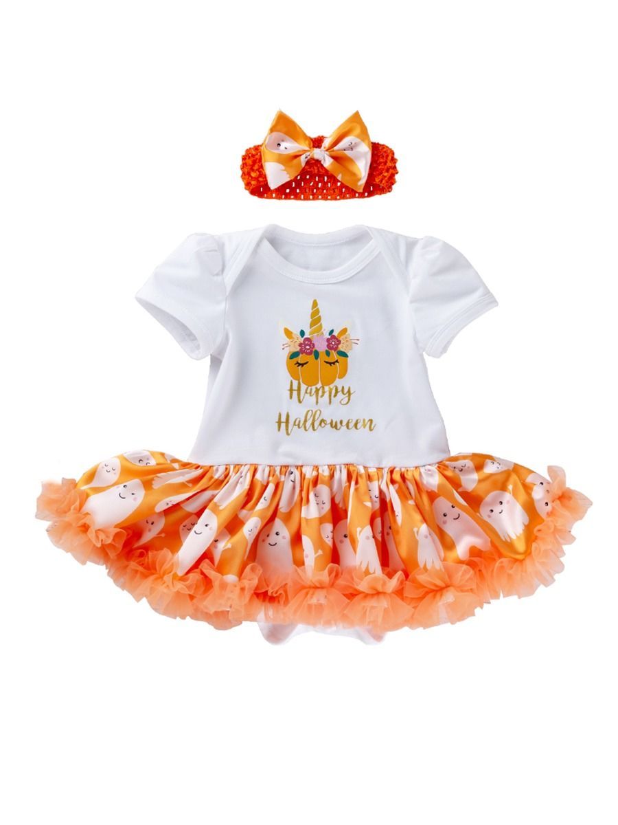 Happy Halloween 2-Piece Romper Dress + Headband - dianjiang-