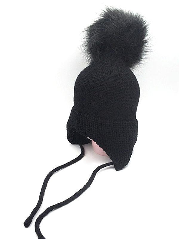 Cute Fuzzy Ball Knitting Wool Hat Babies Toddlers Accessory - dianjiang-