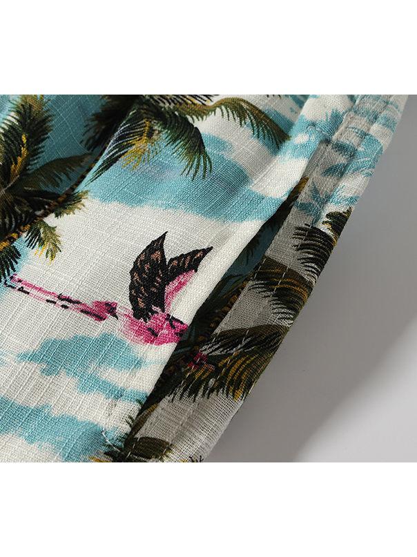 Hawaii Style Coconut Tree Flamingo Beach Toddler Little Boy Pull-on Shorts - dianjiang-