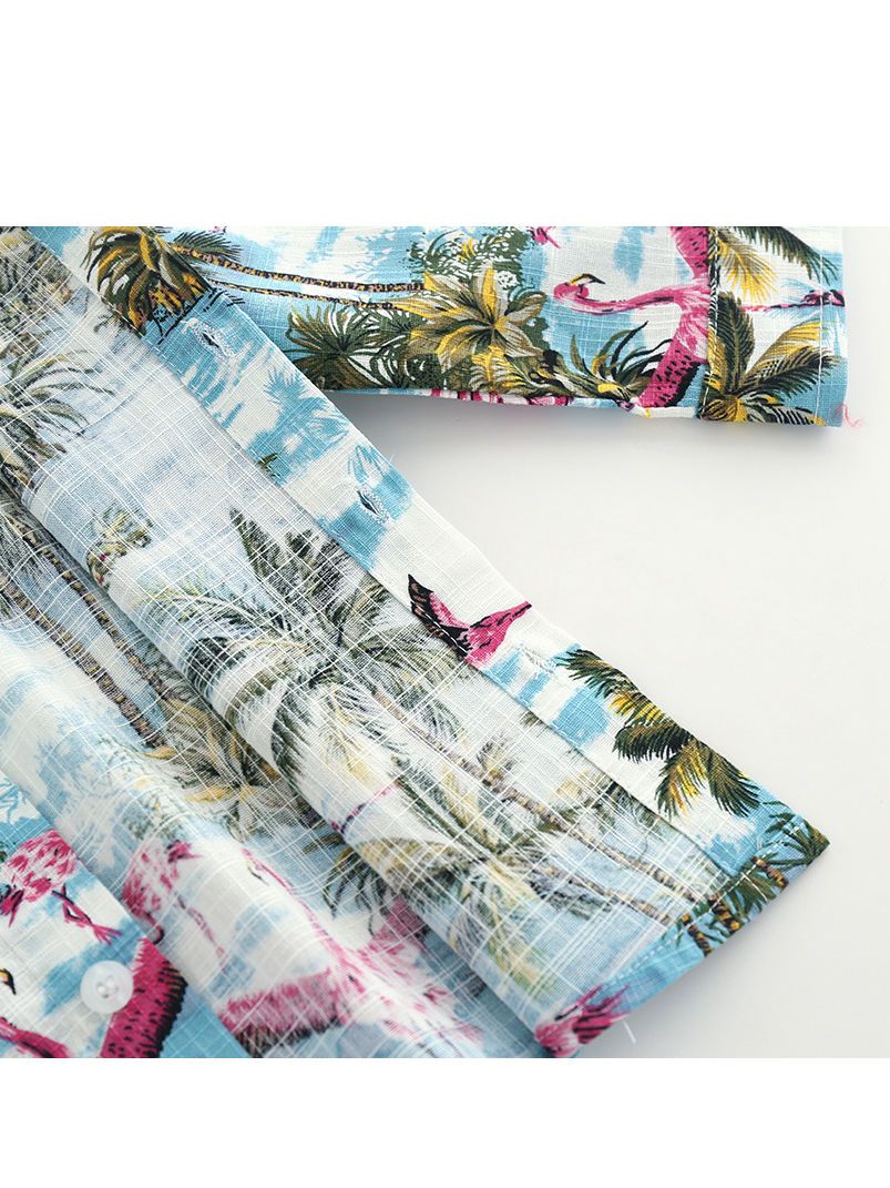 Hawaiian Style Long Sleeves Shirt Baby Little Boys Beach Clothes - dianjiang-