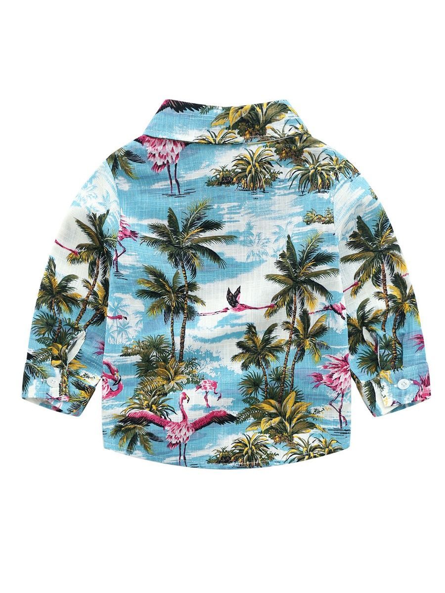 Hawaiian Style Long Sleeves Shirt Baby Little Boys Beach Clothes - dianjiang-