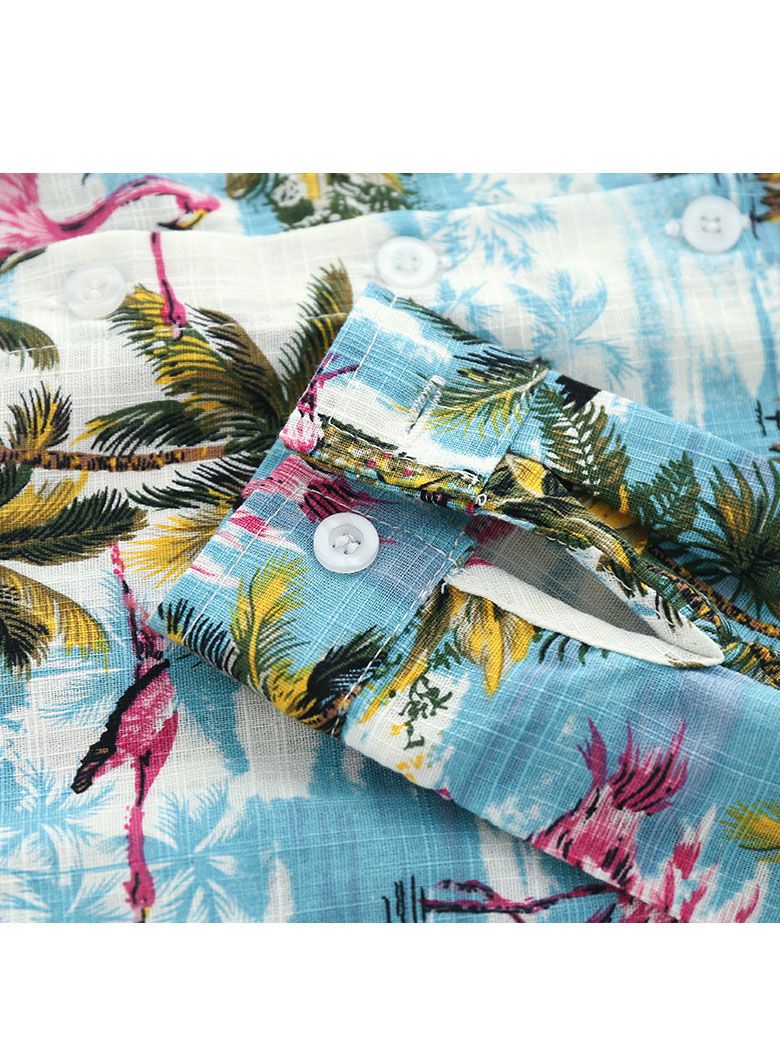 Hawaiian Style Long Sleeves Shirt Baby Little Boys Beach Clothes - dianjiang-
