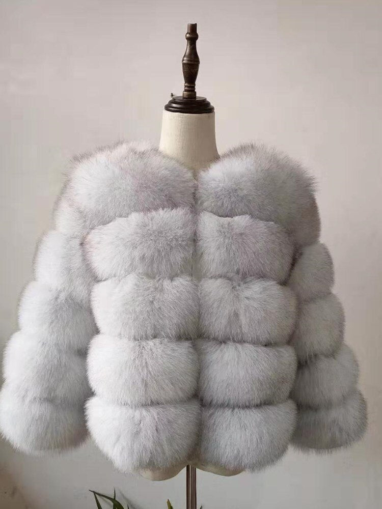 2019 Fashion  Coat Short Real Fur Coat Women Natural Fox Fur Coats Winter Nine Quarter Sleeves Warm Clothing Warm Coat - dianjiang-