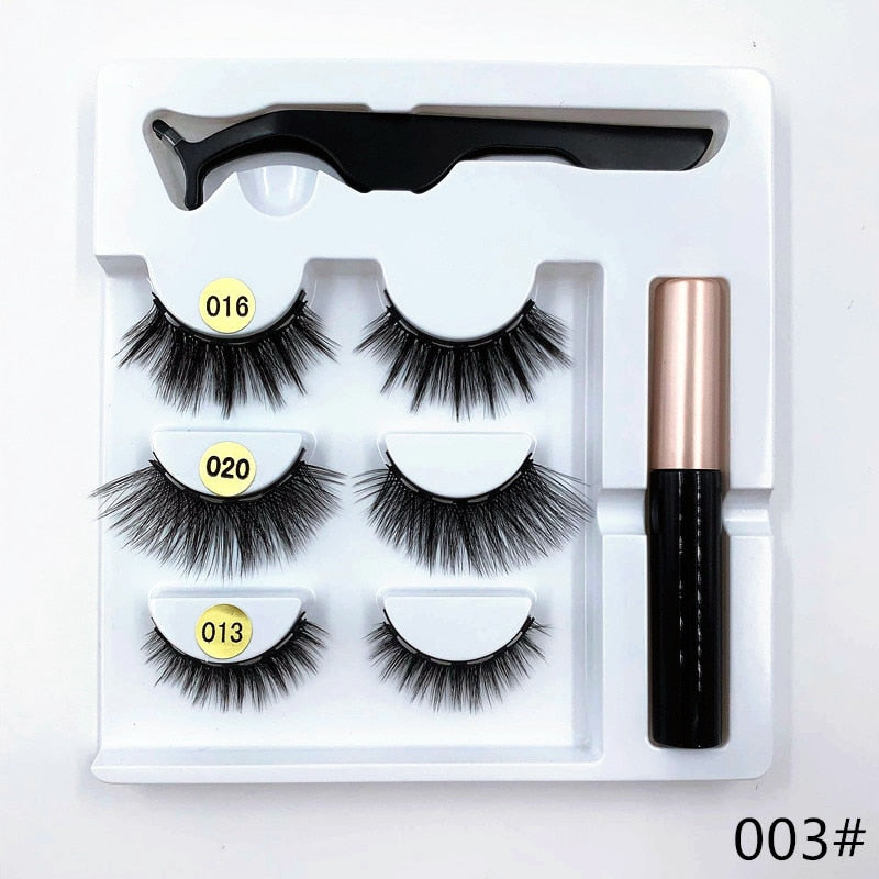 3 pairs magnetic eyelash sets, magnetic eyeliner, magnetic tweezers and false eyelash sets for extending eyelashes wholesale - dianjiang-