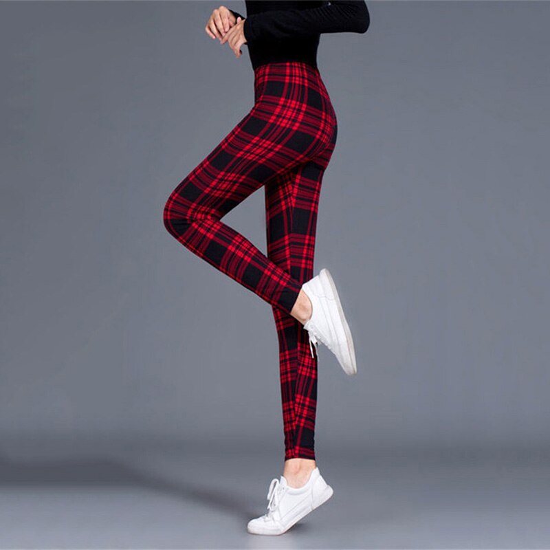 Plaid Leggings Women Sexy Pants Push Up Leggings Fashion Fitness Leggins Gym Sporting Plus Size High Waist Trousers - dianjiang-