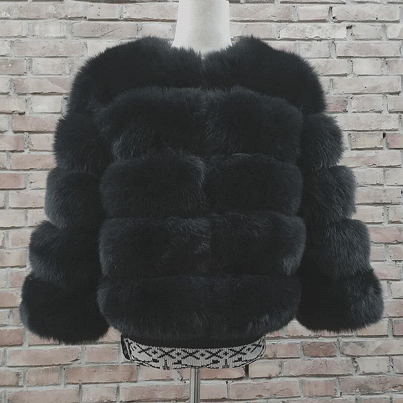 2019 Fashion  Coat Short Real Fur Coat Women Natural Fox Fur Coats Winter Nine Quarter Sleeves Warm Clothing Warm Coat - dianjiang-