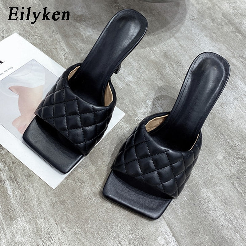 Eilyken Summer Women Mules Design slippers Sandals Square sole slides High heel 9CM Women shoes Summer Woman size 41 42 - dianjiang-