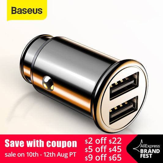 Baseus 30W Metal Car Charger for Samsung AFC Quick Charge 4.0 for Xiaomi Huawei SCP Auto Type C PD Fast Car Mobile Phone Charger - dianjiang-