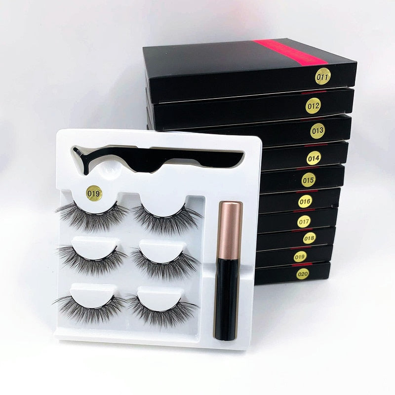 3 pairs magnetic eyelash sets, magnetic eyeliner, magnetic tweezers and false eyelash sets for extending eyelashes wholesale - dianjiang-