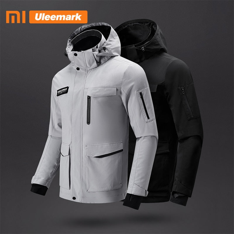 Xiaomi Men's Multi-pocke Jacket Spring Fashion Hooded Stand-up Collar Zip-through Jacket Streetwear Waterproof Coat Uleemark - dianjiang-