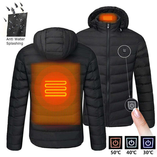 2020 NWE Men Winter Warm USB Heating Jackets Smart Thermostat Pure Color Hooded Heated Clothing Waterproof  Warm Jackets - dianjiang-