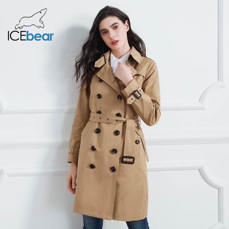 ICEbear 2020 Women spring lapel windbreaker fashion double breasted women's trench coat quality women clothing GWF20023D - dianjiang-