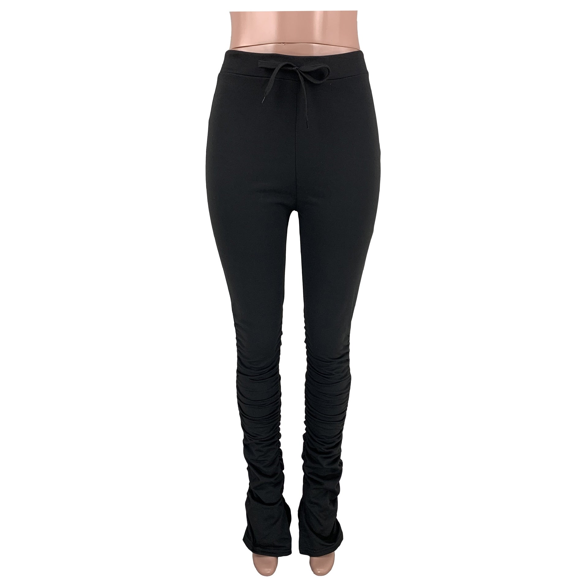 Stacked Sweatpants Joggers Women High Waist Flare Pants Plus Size Fitness Pantalon Solid Active Wear Streetwear - dianjiang-