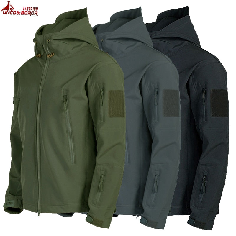 Army Shark Skin Soft Shell Clothes Tactical Windproof Waterproof jacket men Flight Pilot Hood Coat Military Field bomber Jacket - dianjiang-