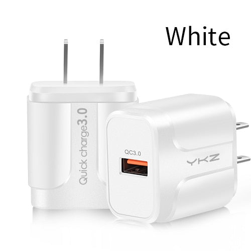 YKZ Mobile Phone Charger Quick Charge QC 3.0 4.0 18W Fast Charging EU US Plug Adapter Wall USB Charger For iPhone Samsung Xiaomi - dianjiang-