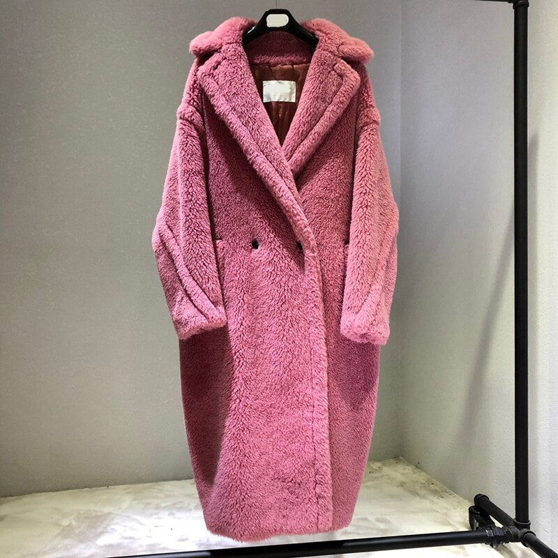 Women's Coat Teddy Bear Fur Coat Women Alpaca Coat Women Wool Coat Loose Coats Winter Warm Thicken Coat Women Classic Red Coat - dianjiang-