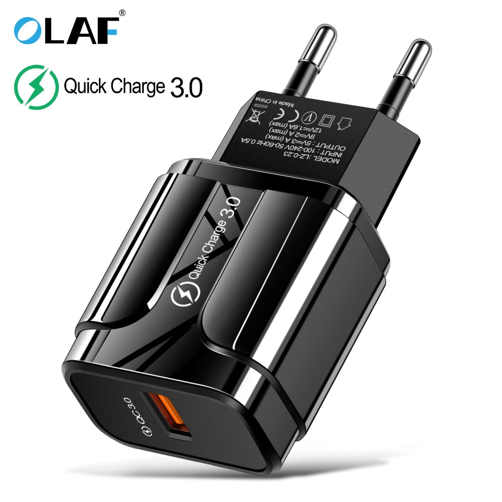 3A Quick Charge 3.0 USB Charger EU Wall Mobile Phone Charger Adapter for iPhone X MAX 7 8 QC3.0 Fast Charging for Samsung Xiaomi - dianjiang-